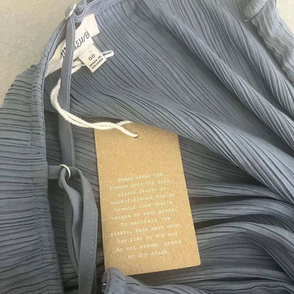 Madewell The Goldie Dress in Plissé NWT Size 00